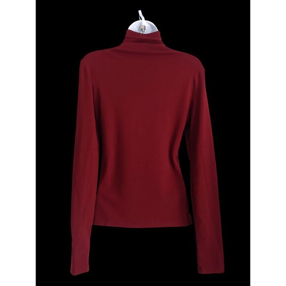 Commense 2 in 1 Mock Neck Jersey Top Monochrome Burgundy L Modest - Picture 3 of 13